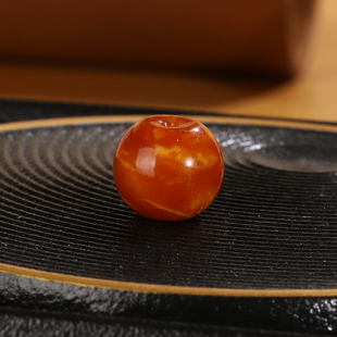 古董蜡散珠配珠 直径13.2x厚度11.5mm 天然红皮老蜜蜡苹果珠8号