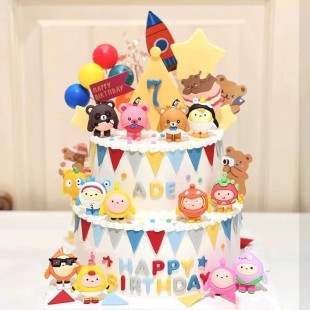 上海网红蛋仔派对儿童男孩女孩宝宝卡通周岁百天生日蛋糕同城配送