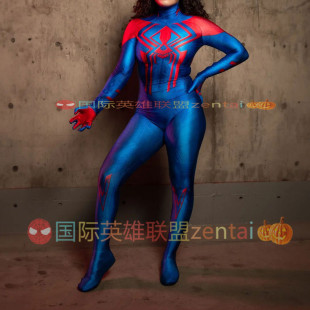成人女款 2099蜘蛛侠连体紧身衣Spiderman 没有头套 Cosplay扮演服