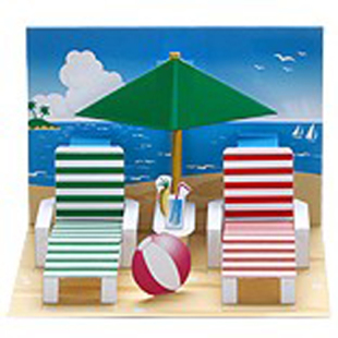 夏日沙滩海滩度假场景3d立体纸模型DIY手工制作儿童益智折纸玩具