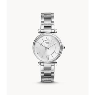 Fossil化石女腕表高级感月光银色镶钻小表盘手表ES4341 专柜代购