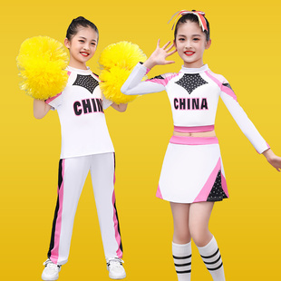 啦啦队服女夏学生比赛团体健身操健美操套装 啦啦队演出服儿童新款