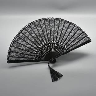 复古黑蕾丝古典中国风扇子旗袍折叠扇子舞蹈宫廷折扇随身道具 欧式