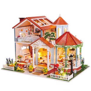 Kids Miniature Mini DIY Doll Wooden House Dollhouse Kit