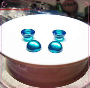 合成海蓝宝色海蓝锆8mm圆形素面光面裸石戒面镶嵌戒指彩宝小配石