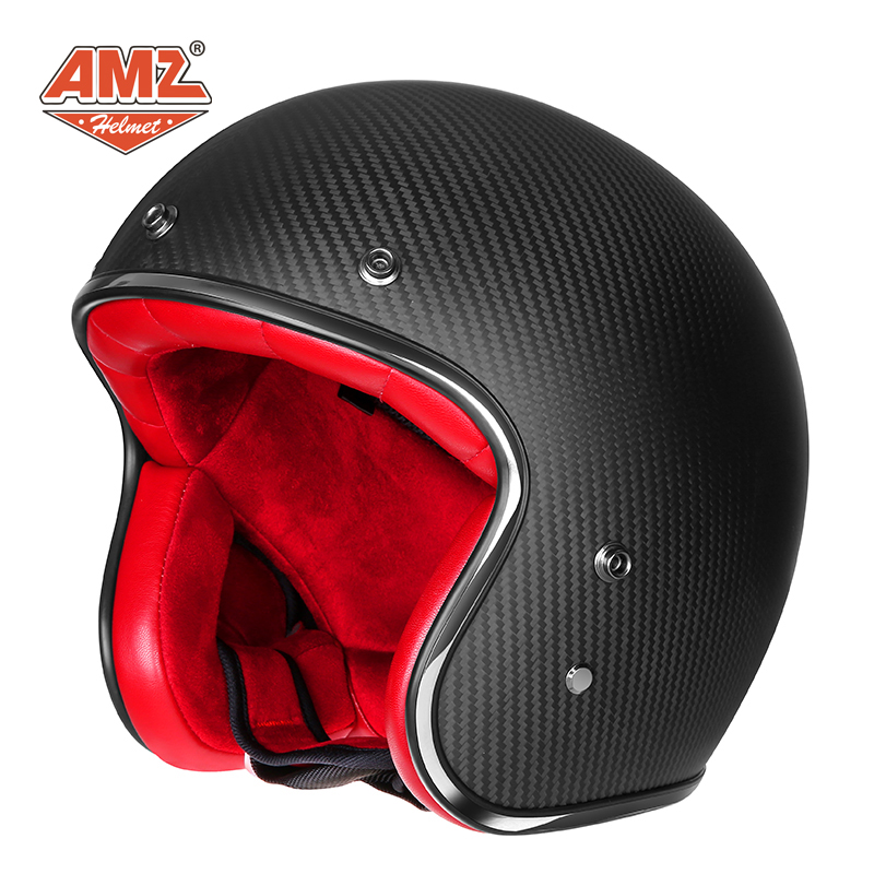 头盔摩托车男 复古机车碳纤维安全帽电动车女3C认证四季 AMZ夏季