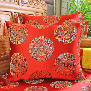 抱枕中式 红木沙发靠枕靠垫中国风绸缎靠背套床头午休腰靠含芯 包邮