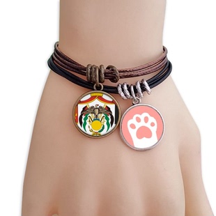 约旦国徽标志符号图案黑棕手链对饰品猫咪礼物礼品