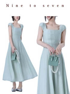 NTS97 白月光短袖 新款 仙气棉麻收腰连衣裙长裙 2024年夏季