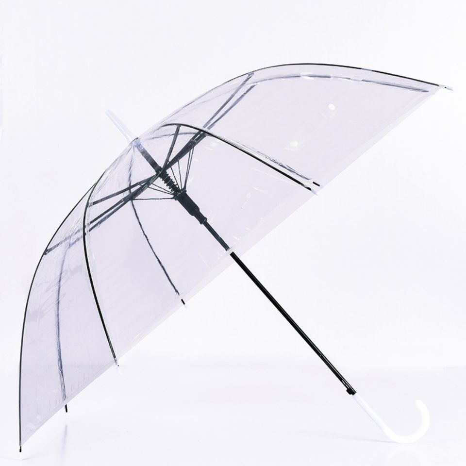 网红透明雨伞可爱半自动直柄小清新透明雨伞
