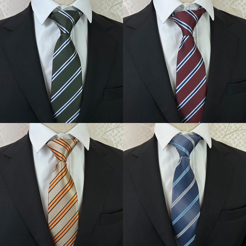 条纹领带男 正装 文艺青春英伦格纹线条领带手打8CM宽 商务休闲时尚