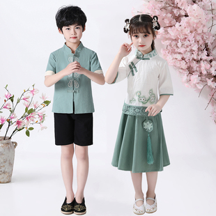 儿童演出服中国风国学汉服合唱少数民族表演服装 三月三民族服装