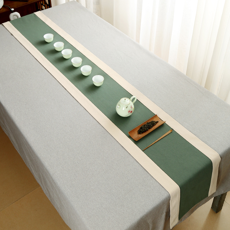 茶席尺寸定制 棉麻桌旗大号会议室桌布长方形茶桌布艺新中式