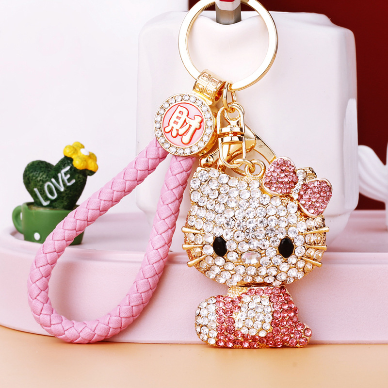 满钻kitty猫汽车钥匙扣女ins包挂件钥匙链圈礼品精致可爱创意韩国