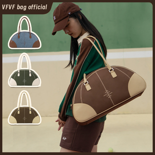 Ex单肩腋下健身包运动风大容量行李旅行包原创女半圆包包 VFVF