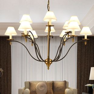 别墅艺术吊灯 现代简约大气复古简约客厅吊灯卧室美式 全铜创意欧式