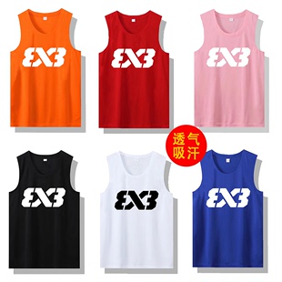 3X3篮球背心投篮训练服男女 3V3无袖 运动宽松速干t恤球衣定制 美式