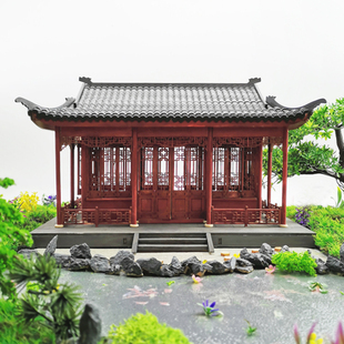 中国风微缩古建筑拼装 模型中式 小房摆件diy手工制作木质材料中式