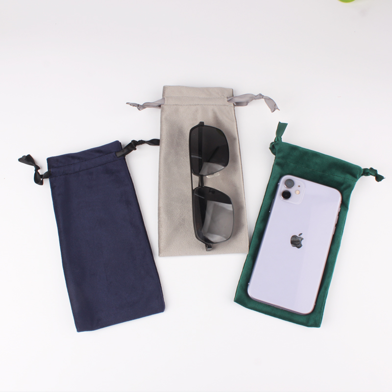 手机袋子定制LOGO图案北欧风天鹅绒布保护布袋电源眼镜防尘收纳袋