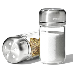 透明玻璃椒盐瓶2件套 可调节盐和胡椒调味罐套装 美国OXO新品