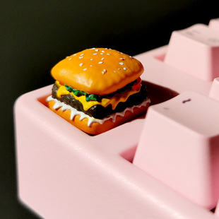 键帽机械键盘用树脂材质纯手工上色美食热狗回车薯条礼物 汉堡个性