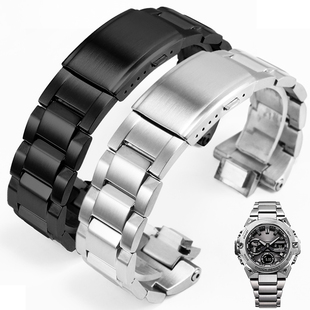 B400精钢手表带男不锈钢配件 SHOCK钢带卡西欧钢铁之心GST 代用G