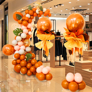 饰 开业气球立柱橙色半拱门商场店铺门面搞活动气氛周年庆装
