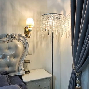 客厅遥控调光LED浪漫K9水晶落地灯卧室床头高级感 奢华现代立式