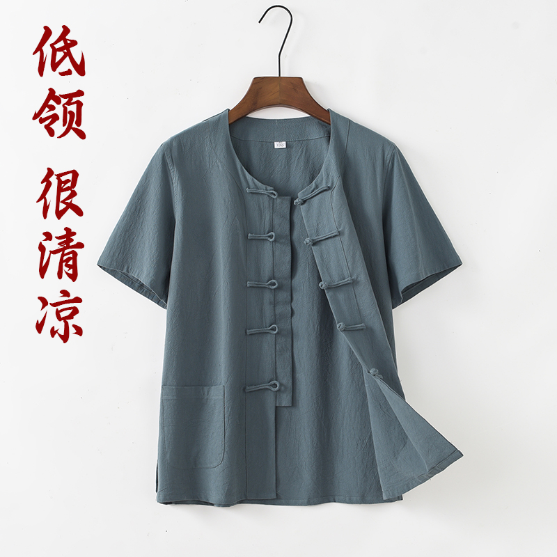 夏季 男士 复古男装 纯棉短袖 唐装 中国风 衬衫 薄款 汉服休闲爸爸装 中式