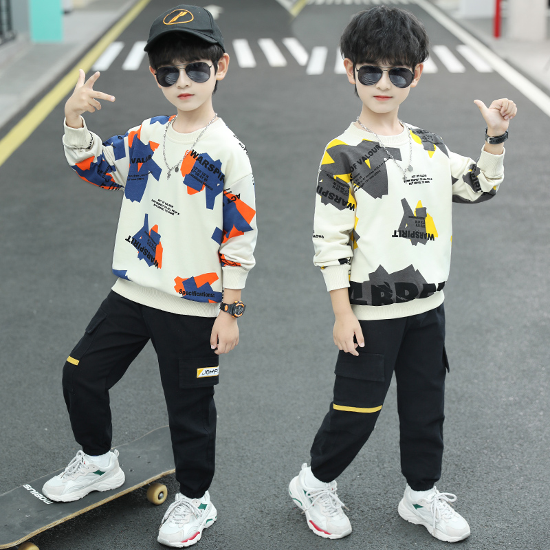 洋气男孩运动两件套韩版 帅气春季 儿童卫衣套装 2024新款 男童春秋装