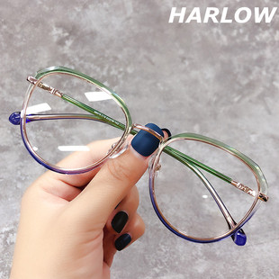 时尚 渐变眼镜框可配镜片近视女韩版 大框显瘦脸小tr90眼镜架 潮个性