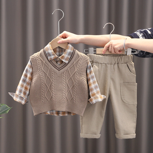 儿童秋装 洋气婴儿衣服宝宝春秋季 2022年新款 三件套1一3岁 男童套装