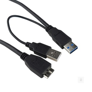 0.5米usb 双头USB转Micro 带辅助供电 3.0移动硬盘数据线连接线
