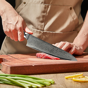 拓牌刀具灵珑厨师刀大马士革不锈钢菜刀家用切牛肉刀多用刀料理刀