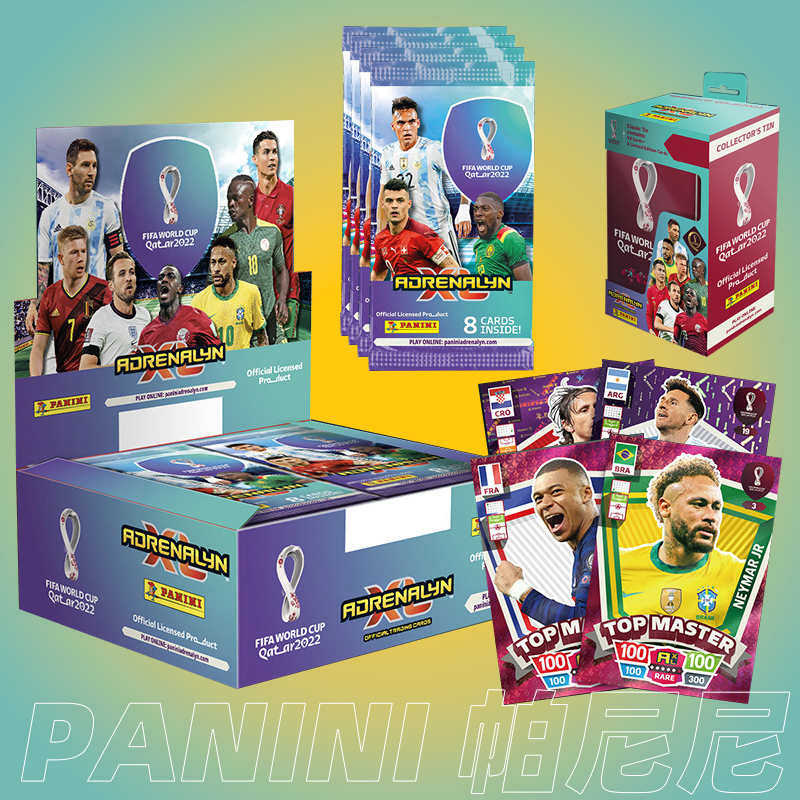 帕尼尼球星卡足球卡牌整盒卡片卡塔尔世界杯c罗姆巴佩内马尔 正版