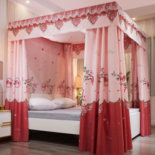 卧室防尘布帘1.2米1.8双人床家用 遮光床幔床帘蚊帐1.5m一体式 新款