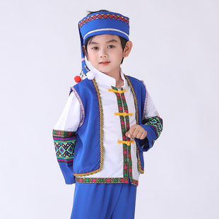 新款 儿童苗族演出服舞蹈少数民族服装 男童 彝族三月三壮族云南长袖