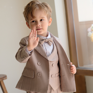钢琴演出服男孩西服小主持人帅气周岁生日宴 套装 儿童礼服花童西装