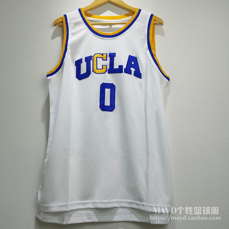 三双王威斯布鲁克复古风刺绣篮球服背心男UCLA 0号威少大学球衣