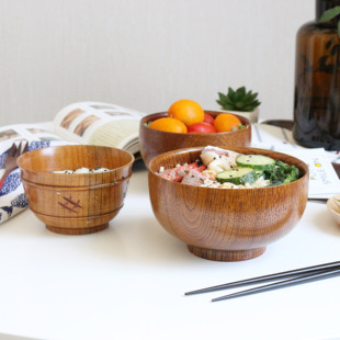 酸枣木碗儿童宝宝碗成人吃饭碗米饭碗汤面碗家用木质餐具 木碗日式