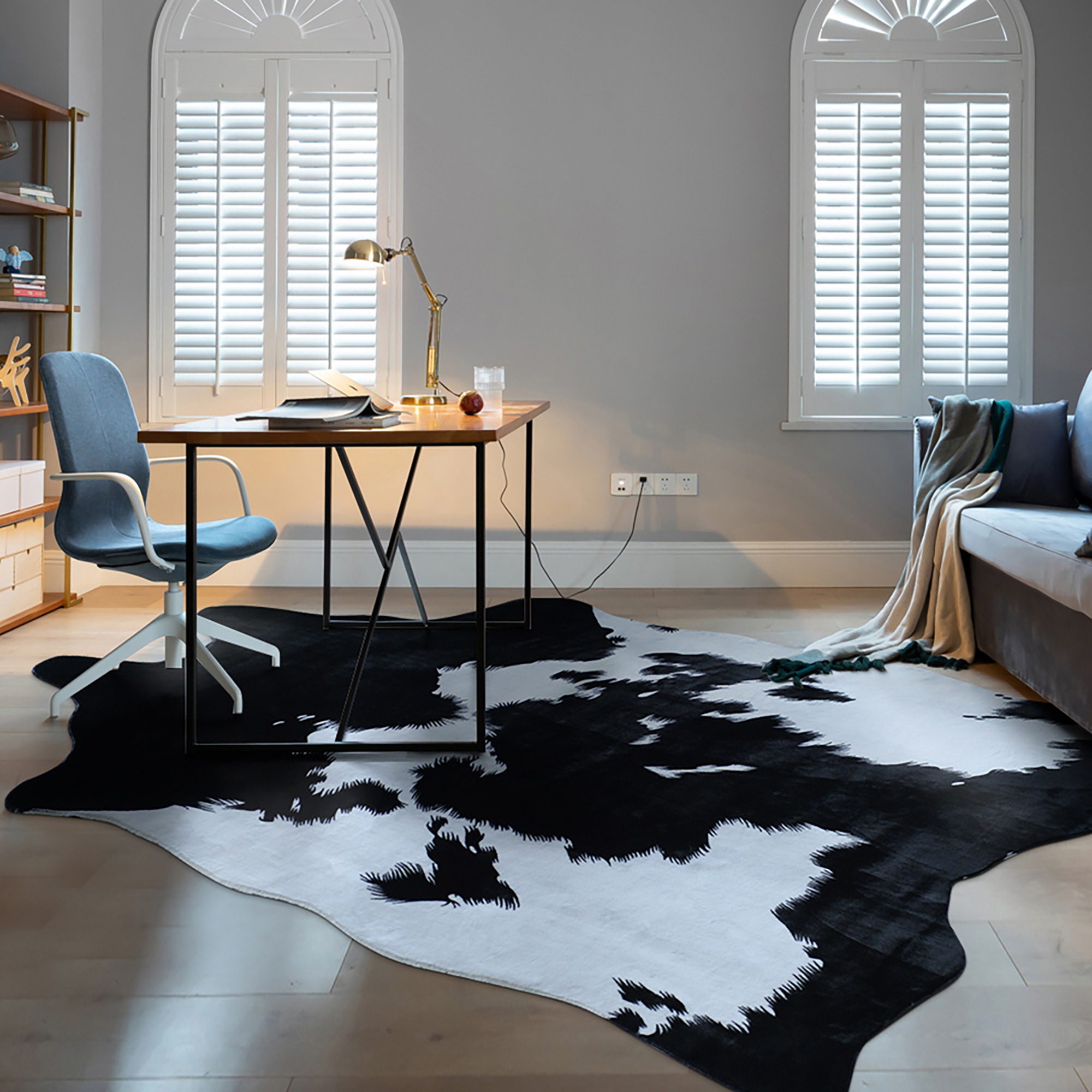 地垫可水洗 客厅卧室玄关异形薄款 仿真瑕疵牛皮斑马纹地毯北欧美式