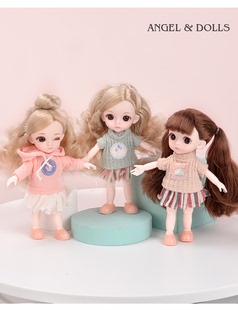 个性 可爱bjd关节娃娃玩具 娃娃套装 女孩礼物 16厘米仿真洋娃娃换装