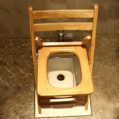 实木坐厕所凳子靠背老人坐便椅可折叠孕妇蹲便器家用大便马桶木质