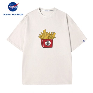 新款 NASA 青年百搭上衣 T恤男士 WASSUP 潮流宽松圆领薄款 2024夏季
