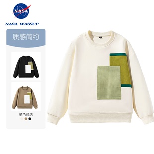 NASA 潮流撞色舒适百搭时尚 2024上新韩版 宽松休闲圆领卫衣 WASSUP