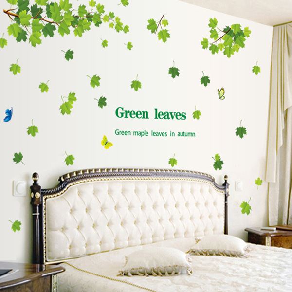 AY9145墙贴 客厅电视沙发墙卧室家饰 可移除防水 墙贴纸 清新绿叶