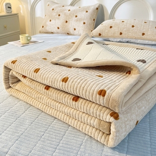 牛奶绒床盖单件加厚珊瑚绒榻榻米绗缝床单三件套保暖双人炕单 新款