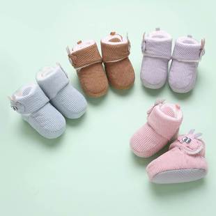 1岁新生儿加厚保暖 12个月秋冬软底棉鞋 男女宝宝0 婴儿不掉鞋