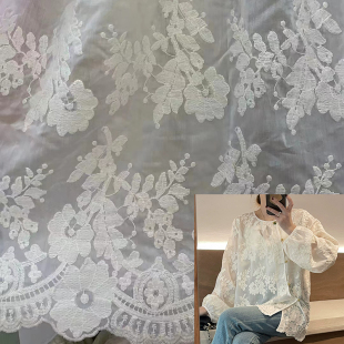 新款 复古棉线新中式 辅料1.3米宽亲肤 绣花面料衣服裙布料桌布服装