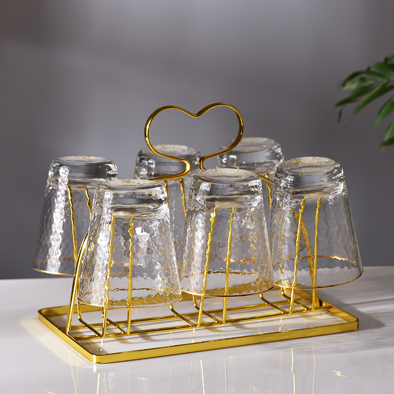 玻璃杯倒挂架金色茶杯架创意水杯收纳置物架马克杯架家用沥水架